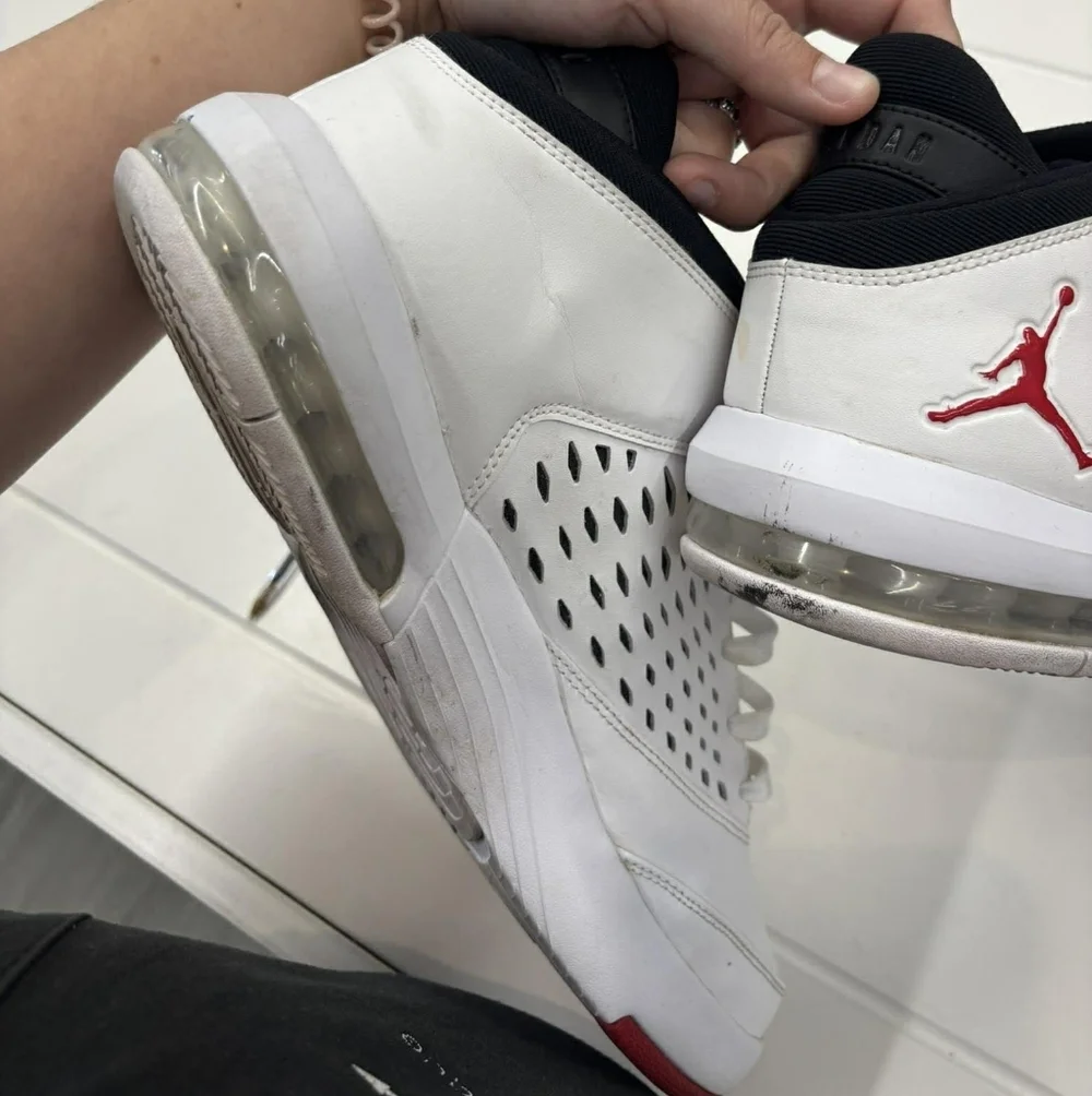 NIKE AIR Jordan Flight Origin 4 sneakers in the white, gym red, and black SZ 15